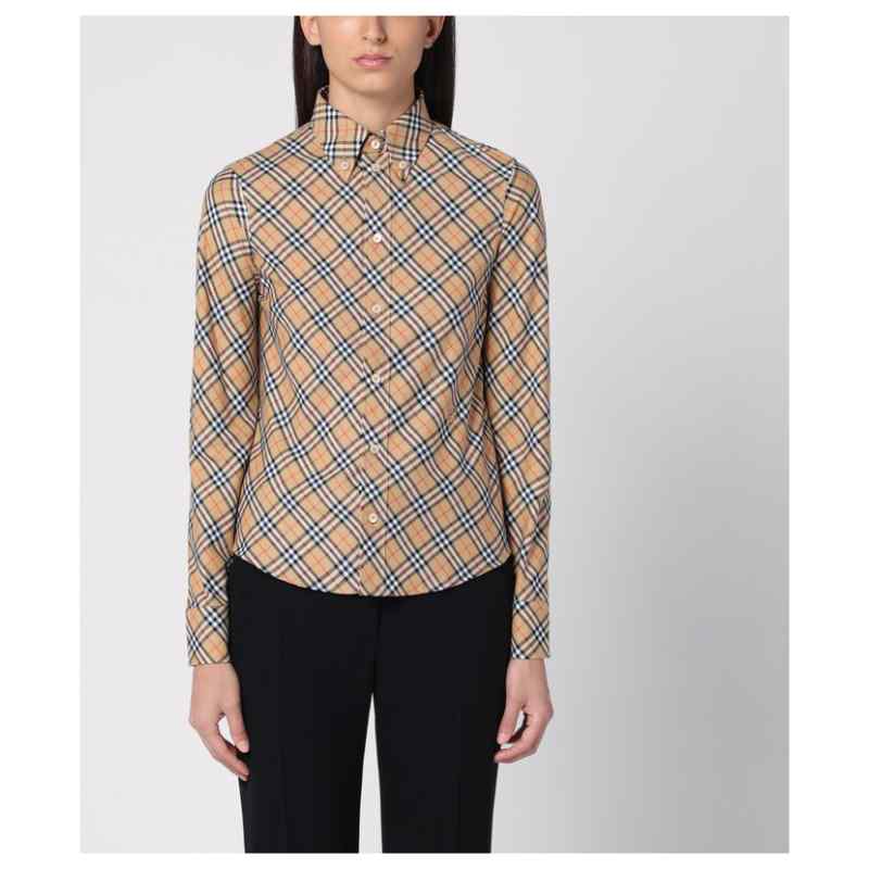 Burberry Beige button-down shirt with Check pattern, theFeinheit