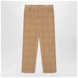 Burberry Sand-coloured check corduroy trousers