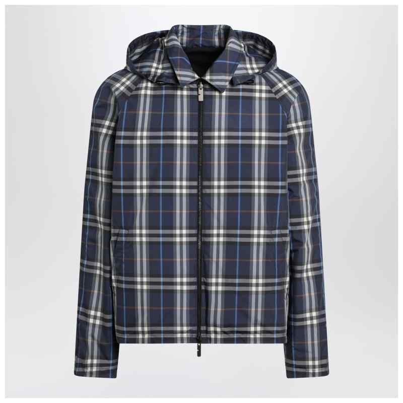 Burberry Blue reversible cotton jacket with Check pattern, theFeinheit