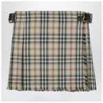 Burberry Beige wool mini kilt with Check pattern