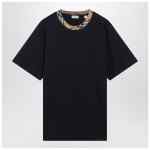 Burberry Navy T-shirt with Check trims