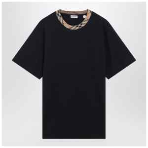 Burberry Navy T-shirt with Check trims