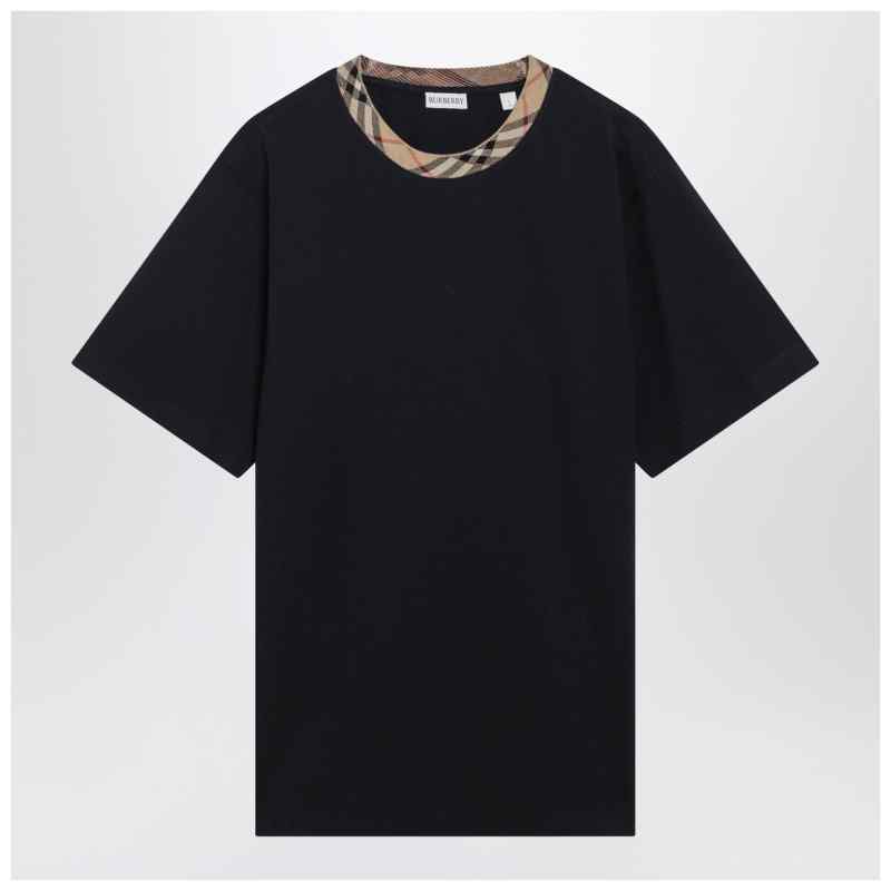 Burberry Navy T-shirt with Check trims, theFeinheit