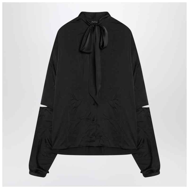 Balenciaga Black satin blouse with bow, theFeinheit