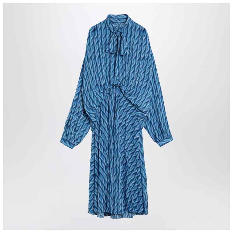 Balenciaga Midi dress with bow and blue print, theFeinheit