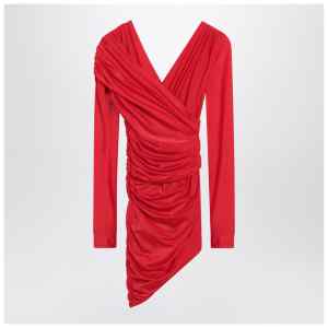 Balenciaga Draped mini dress in red jersey