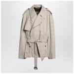 Balenciaga Beige cropped trench coat in cotton twill