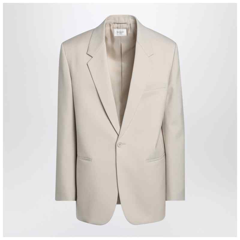 Saint Laurent Light beige single-breasted wool jacket, theFeinheit