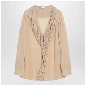 Saint Laurent Beige ruffled blouse in silk