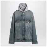 Balenciaga Denim and fleece cotton jacket with logo