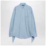 Balenciaga Light blue striped shirt with knotted cuffs