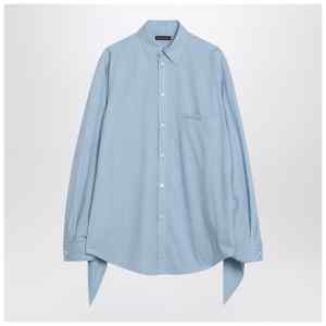 Balenciaga Light blue striped shirt with knotted cuffs