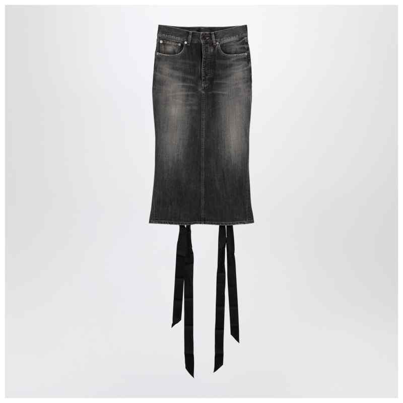 Balenciaga Skirt with laces in smoky grey denim, theFeinheit