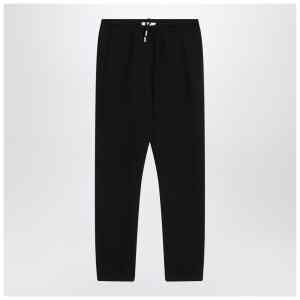 The Row Teo black cotton and cashmere trousers
