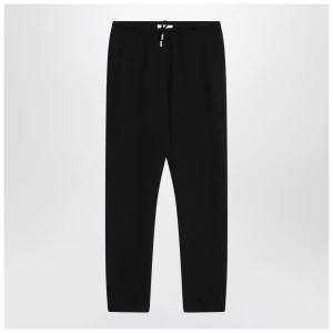 The Row Teo black cotton and cashmere trousers