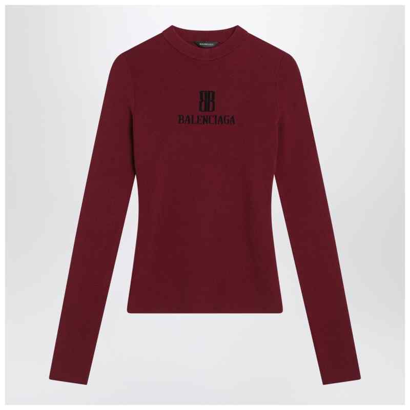 Balenciaga Ribbed burgundy Nano BB sweater, theFeinheit