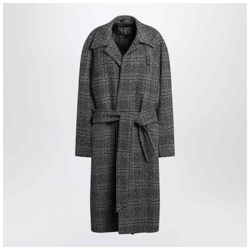 Balenciaga Raglan One Layer coat in black/grey check, theFeinheit