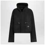 Balenciaga Cropped jacket with hood in black