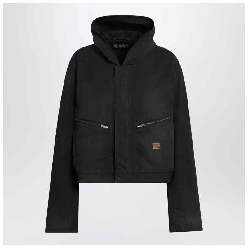 Balenciaga Cropped jacket with hood in black, theFeinheit