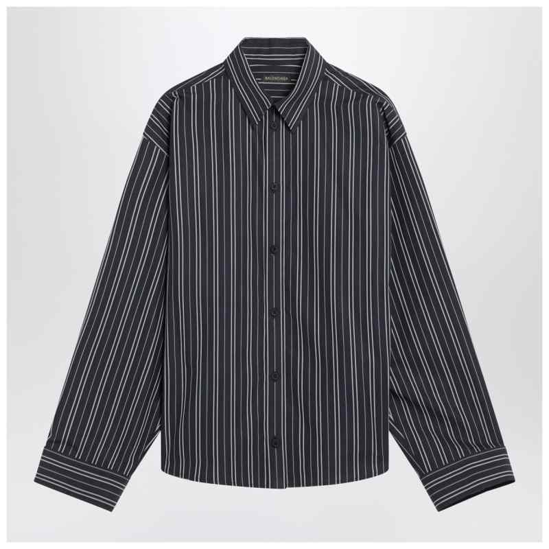 Balenciaga Navy blue striped cotton shirt, theFeinheit