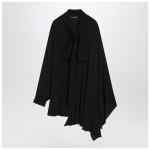 Balenciaga Asymmetric black silk blouse with scarf
