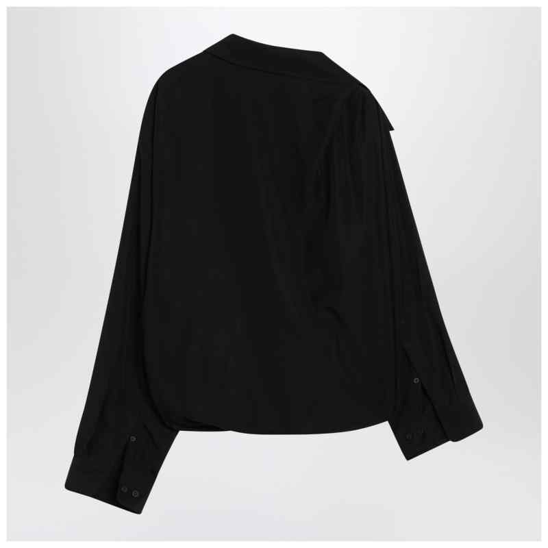 Balenciaga One-shoulder black shirt in poplin, theFeinheit