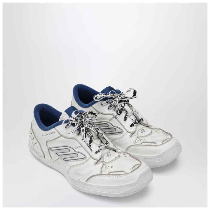 Balenciaga Hamptons Worn-Out Sneakers in White and Blue, theFeinheit