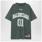 Balenciaga Dark green/light grey oversized basketball T-shirt
