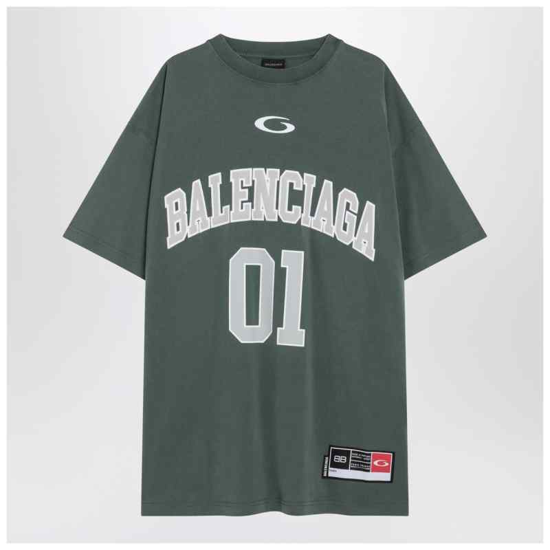 Balenciaga Dark green/light grey oversized basketball T-shirt, theFeinheit