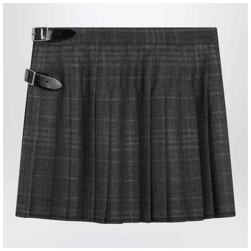 Balenciaga Grey shadow-effect tartan mini skirt, theFeinheit