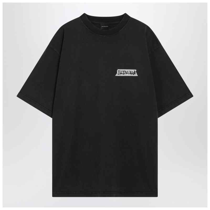 Balenciaga Black washed Masking Tape T-shirt with medium fit, theFeinheit