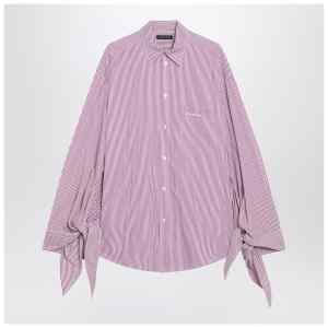 Balenciaga White/plum striped cotton shirt