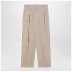 The Row Lilas light khaki cotton and linen trousers