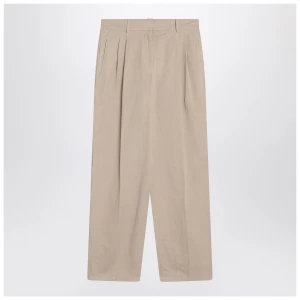 The Row Lilas light khaki cotton and linen trousers