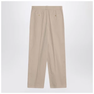 The Row Lilas light khaki cotton and linen trousers