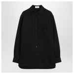 The Row Nesson black linen denim shirt