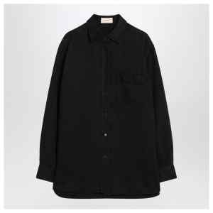 The Row Nesson black linen denim shirt