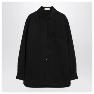 The Row Nesson black linen denim shirt