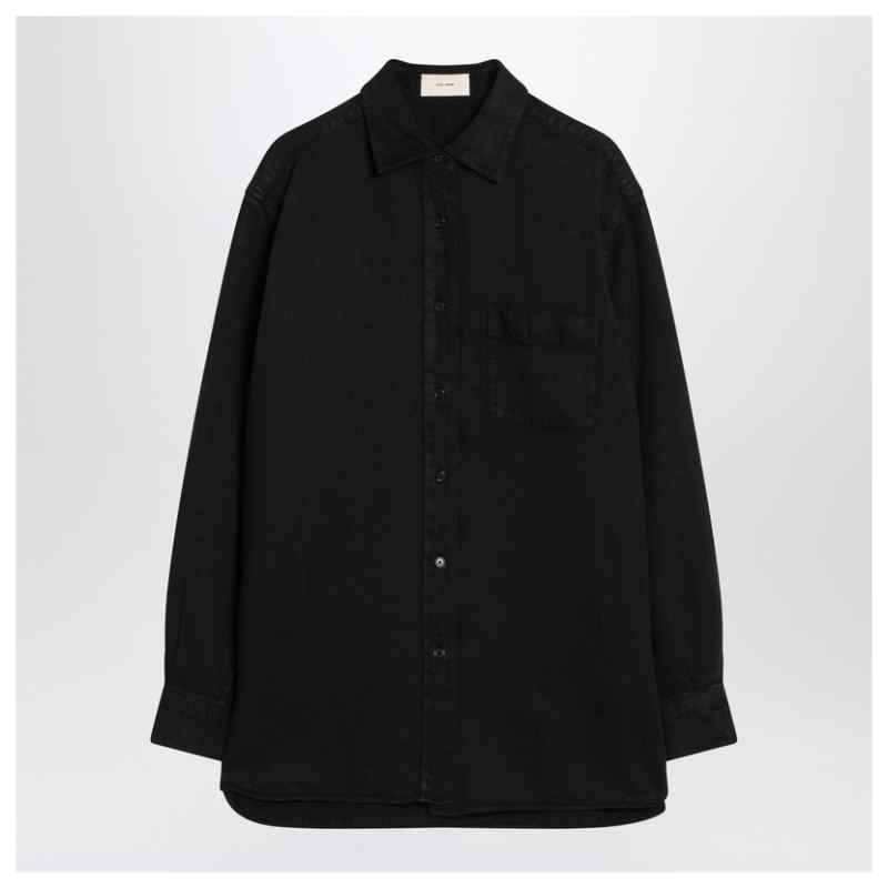 The Row Nesson black linen denim shirt, theFeinheit