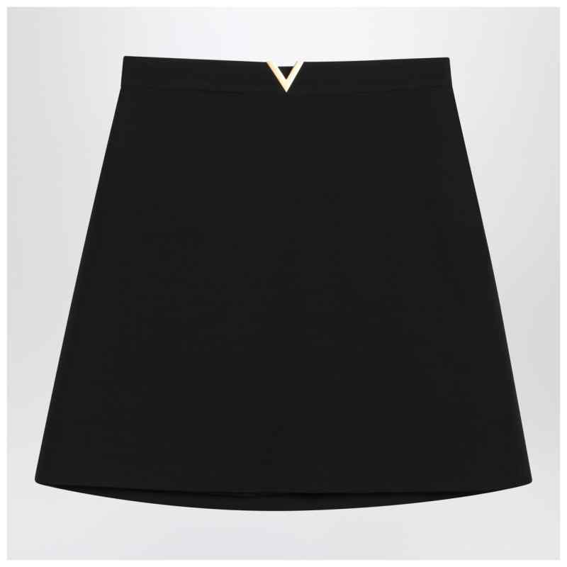 Valentino Black mini skirt with V Gold detail, theFeinheit