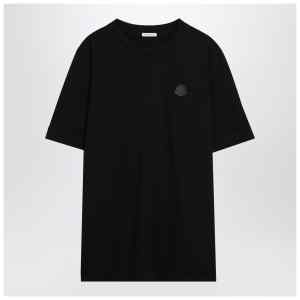 Moncler Black cotton T-shirt with logo patch