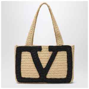 Valentino Garavani Viva Superstar Crochet medium natural/black bag