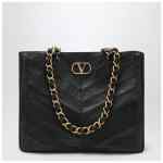 Valentino Garavani Black Laseine Shopping Bag