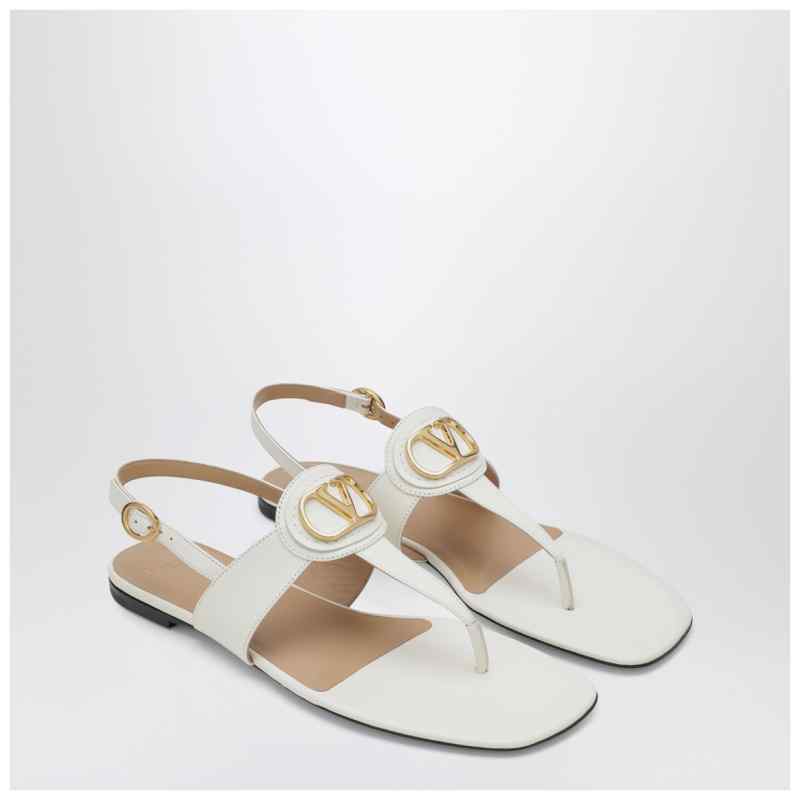 Valentino Garavani Ivory VLogo Signature Thong Sandals, theFeinheit