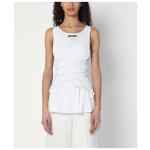 Moschino White tank top in cotton with laces