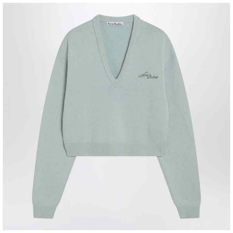 Acne Studios Faded mint wool v-neck sweater Acne Studios Faded mint wool v-neck sweater, theFeinheit