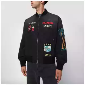 AMIRI Black cotton and nylon bomber jacket