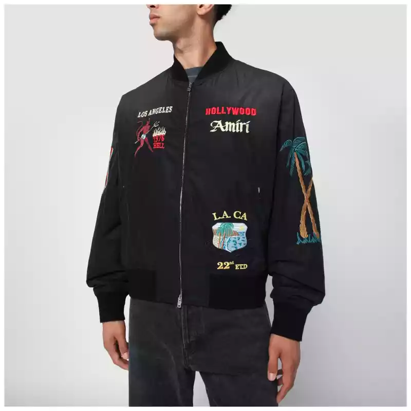 AMIRI Black cotton and nylon bomber jacket