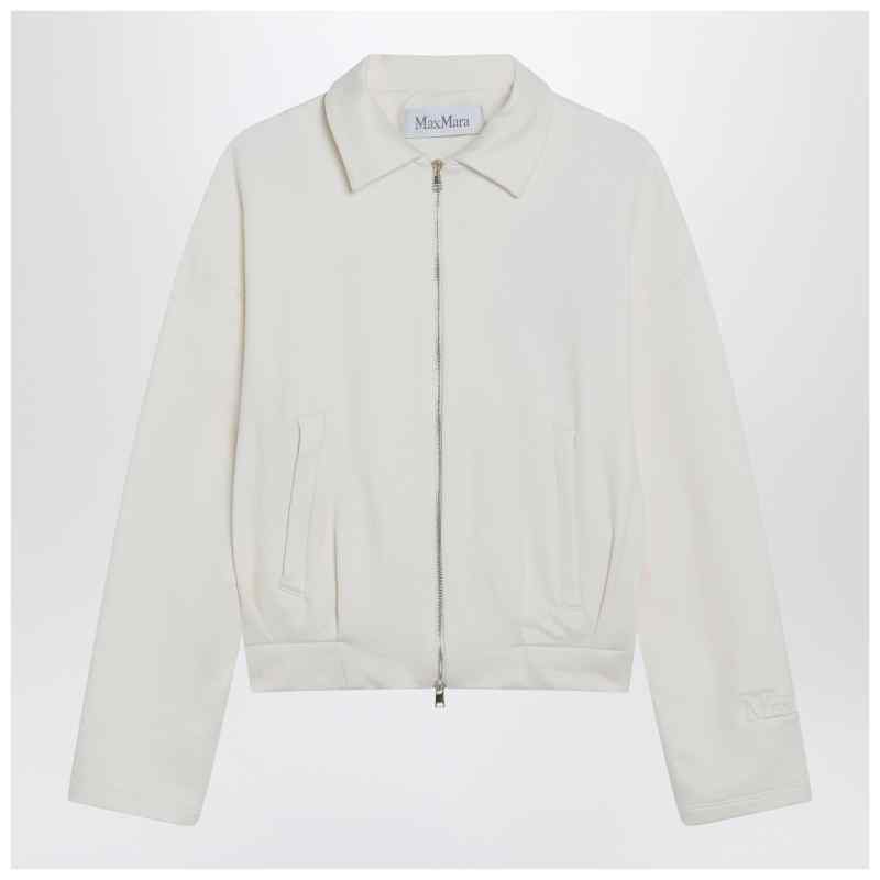 Max Mara White cropped sweatshirt in silk blend, theFeinheit