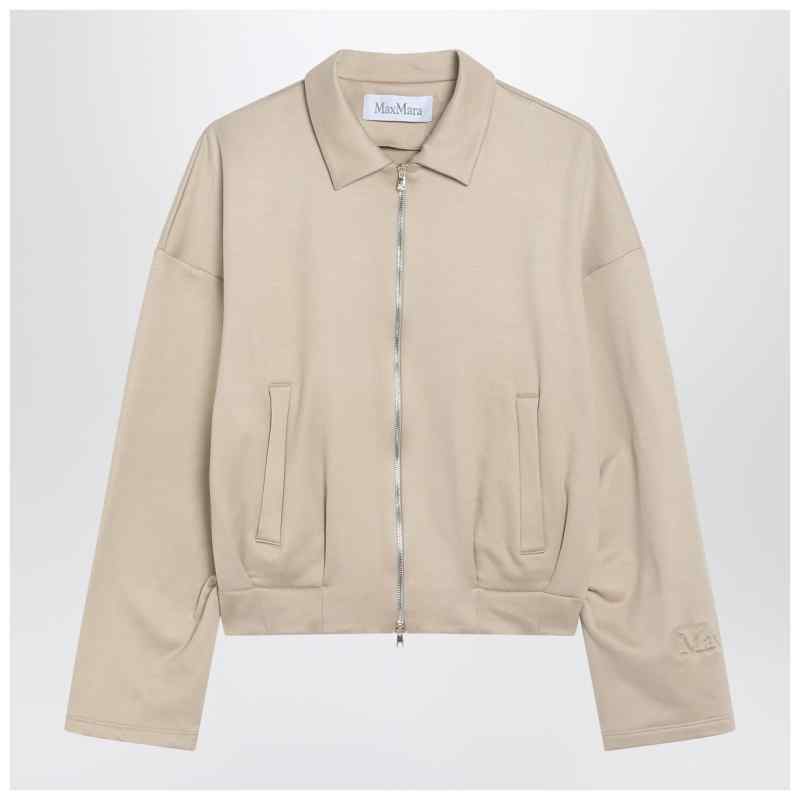 Max Mara Beige cropped sweatshirt in silk blend Max Mara Beige cropped sweatshirt in silk blend, theFeinheit